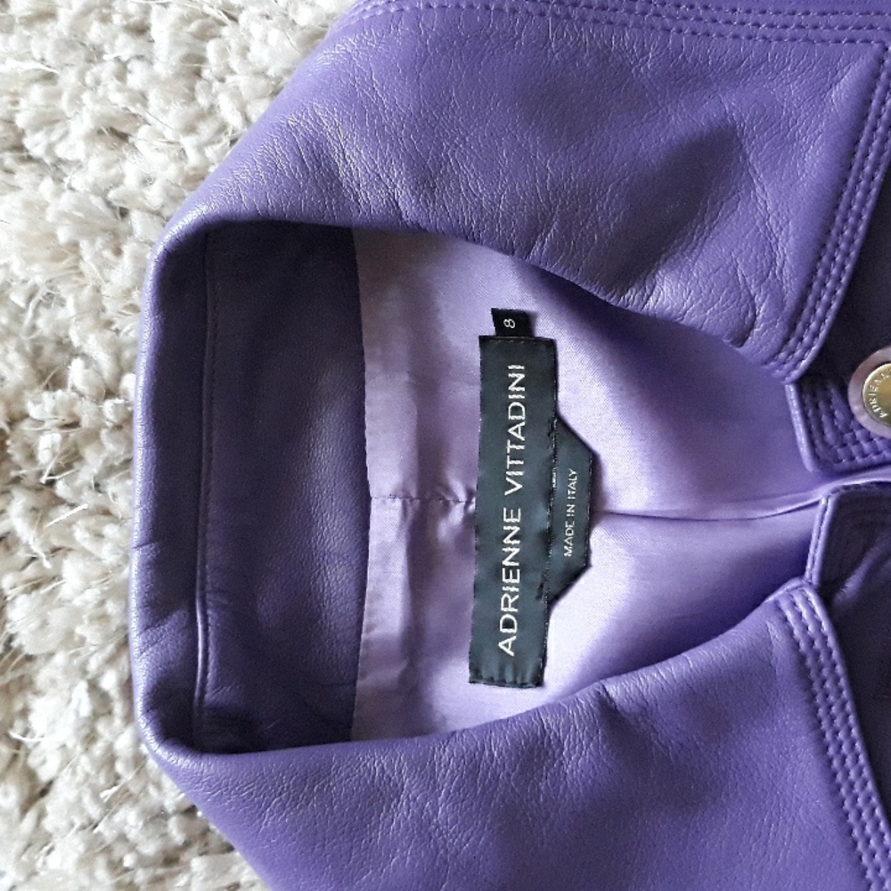 Adrienne Vittaddini leather jacket in purple.